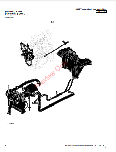 JOHN DEERE 5075EF TRACTOR (ENGINE: 3029TPY60) (SOUTH AMERICAN EDITION) PC12256 - PARTS CATALOG MANUAL