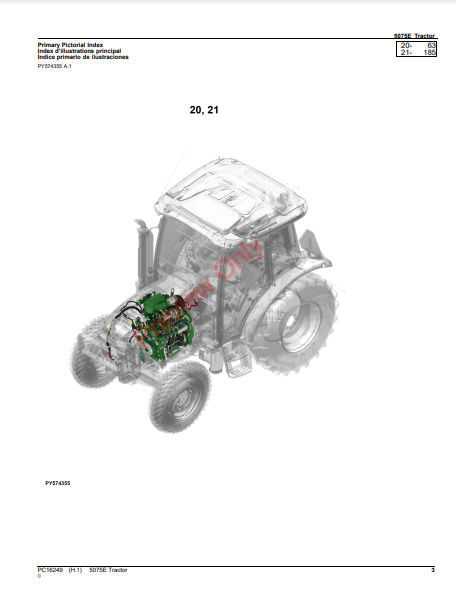 JOHN DEERE 5075E TRACTOR PC16249 - PARTS CATALOG MANUAL