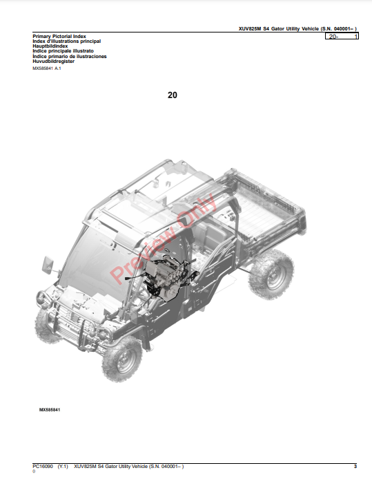 JOHN DEERE XUV825M S4 GATOR UTILITY VEHICLE (WORLDWIDE EDITION) PC16090 - PARTS CATALOG MANUAL