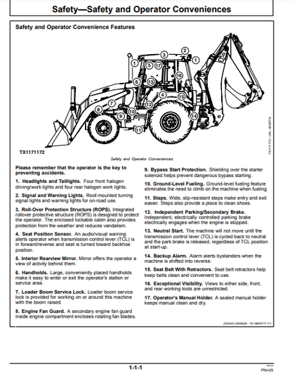 OPERATOR MANUAL - JOHN DEERE 310L EP Construction Backhoe Loader OMT425669X19