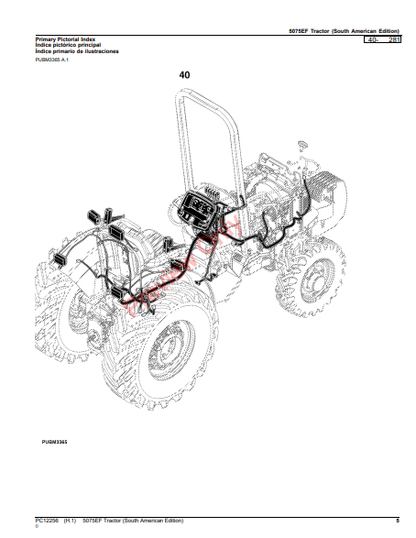 JOHN DEERE 5075EF TRACTOR (ENGINE: 3029TPY60) (SOUTH AMERICAN EDITION) PC12256 - PARTS CATALOG MANUAL