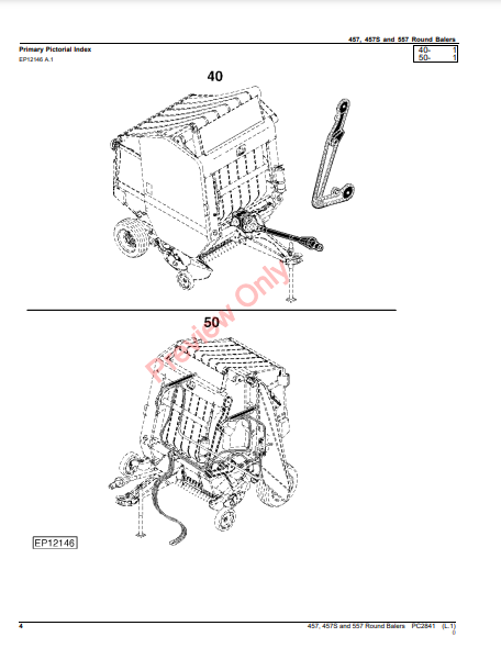 JOHN DEERE 457, 457S AND 557 ROUND BALERS PC2841 - PARTS CATALOG MANUAL