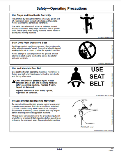 OPERATOR MANUAL - JOHN DEERE E240LC,E260LC (E SERIES) Construction Excavator WY21780