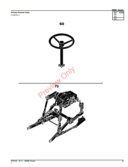 JOHN DEERE 5090E TRACTOR PC6124 - PARTS CATALOG MANUAL