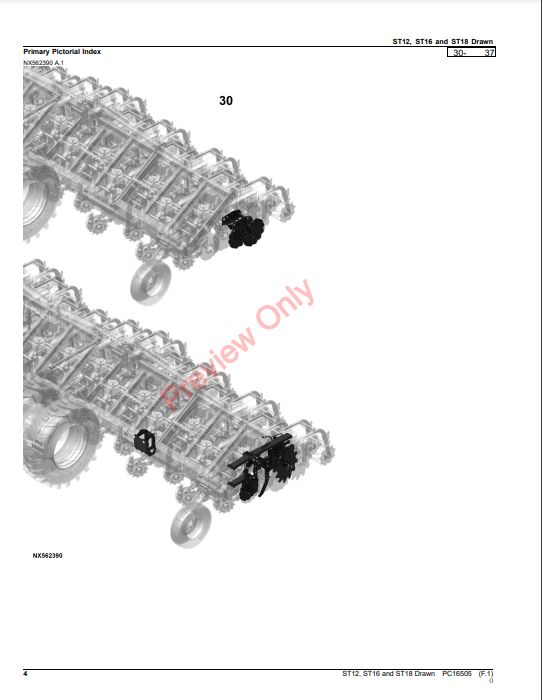 JOHN DEERE ST12, ST16 AND ST18 DRAWN TILLERS PC16505 - PARTS CATALOG MANUAL