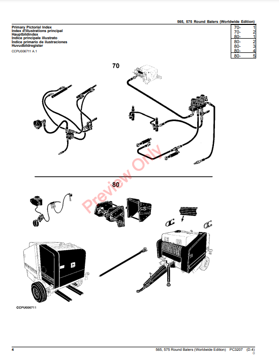 JOHN DEERE ROUND BALERS 565, 575 (WORLDWIDE EDITION) PC3207 - PARTS CATALOG MANUAL