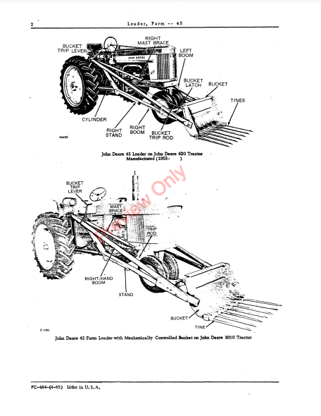 JOHN DEERE 45 FARM LOADER PC484 - PARTS CATALOG MANUAL