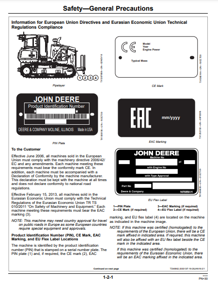 OPERATOR MANUAL - JOHN DEERE 850L CONSTRUCTION CRAWLER DOZER OMT415020X19