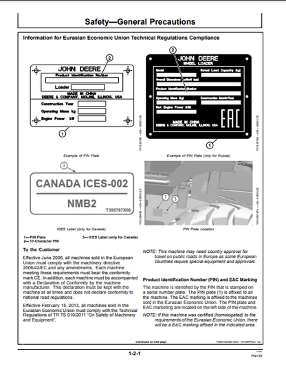 OPERATOR MANUAL - JOHN DEERE 644 G (0) Construction Loader OMT471622X019