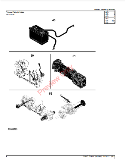 JOHN DEERE 5090EL TRACTOR (ORCHARD) PC6125 - PARTS CATALOG MANUAL