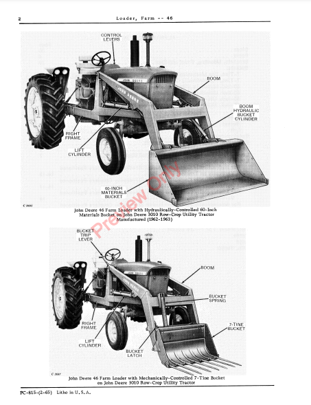 JOHN DEERE 46 FARM LOADER PC815 - PARTS CATALOG MANUAL