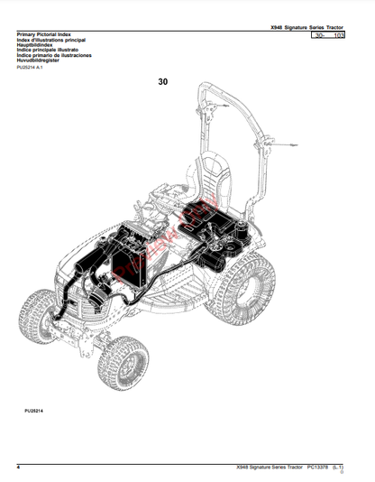 JOHN DEERE X948 SIGNATURE SERIES TRACTOR PC13378 - PARTS CATALOG MANUAL