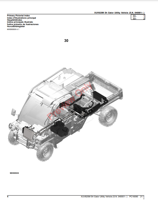 JOHN DEERE XUV825M S4 GATOR UTILITY VEHICLE (WORLDWIDE EDITION) PC16090 - PARTS CATALOG MANUAL