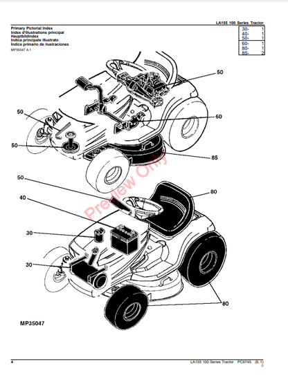 JOHN DEERE LA155 TRACTOR PC9745 - PARTS CATALOG MANUAL