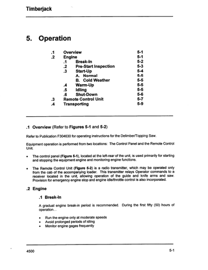 F304595 - JOHN DEERE 4500 (SERIES) Forestry Delimber OPERATOR MANUAL