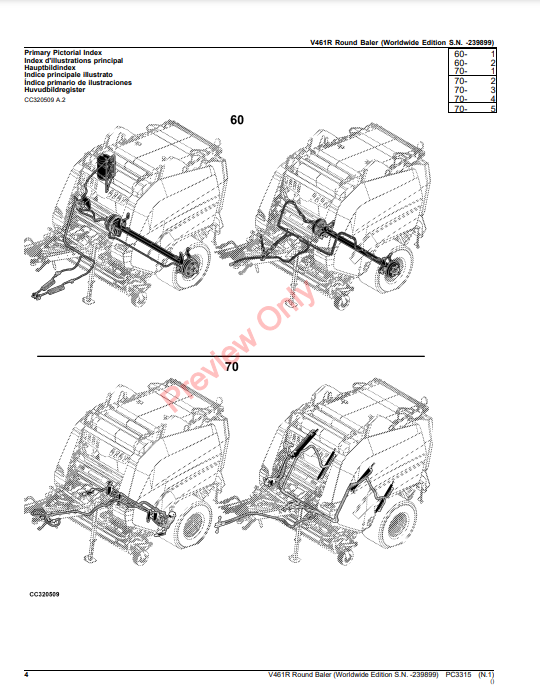 JOHN DEERE V461R ROUND BALER (WORLDWIDE EDITION) PC3315 - PARTS CATALOG MANUAL