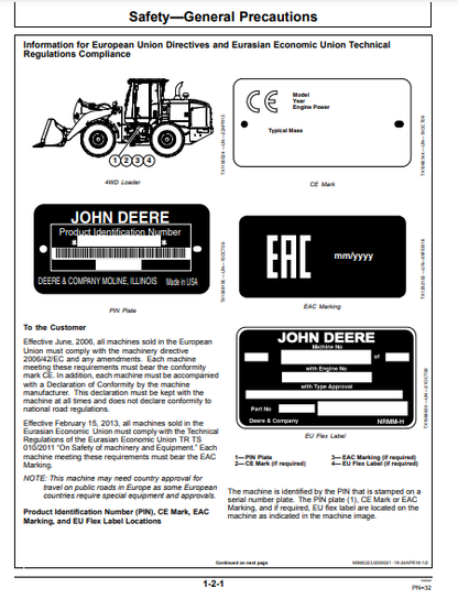 OPERATOR MANUAL - JOHN DEERE 524K SERIES II (0) Construction Loader OMT387130X19