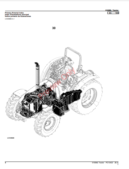 JOHN DEERE 5100ML TRACTOR PC13422 - PARTS CATALOG MANUAL