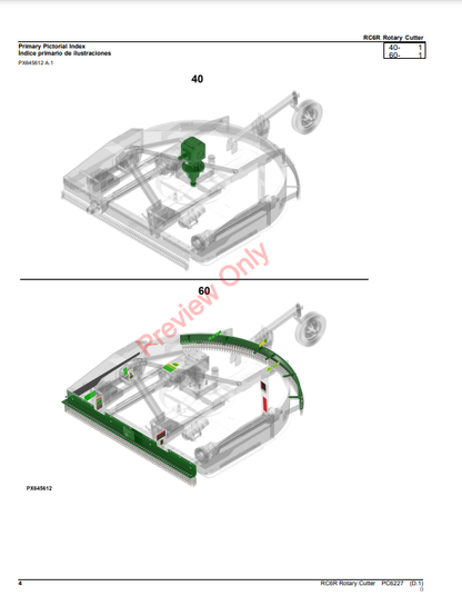 JOHN DEERE RC6R ROTARY CUTTER PC6227 - PARTS CATALOG MANUAL