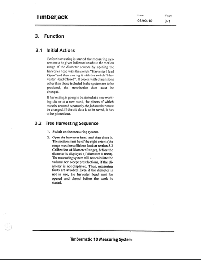 F059795 - JOHN DEERE TIMBERMATIC 10 Forestry Measuring Systems OPERATOR MANUAL