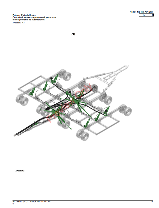 JOHN DEERE N530F NO-TILL AIR DRILL PC13810 - PARTS CATALOG MANUAL