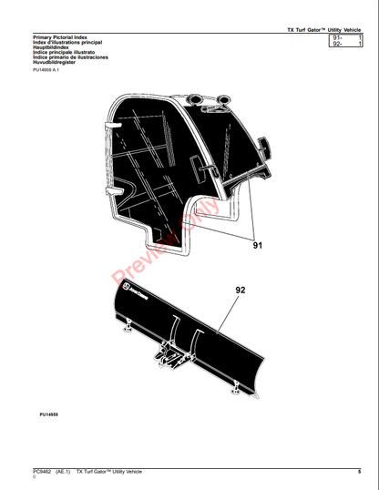 JOHN DEERE TX TURF GATOR UTILITY VEHICLE PC9462 - PARTS CATALOG MANUAL