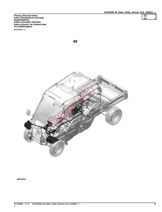 JOHN DEERE XUV825M S4 GATOR UTILITY VEHICLE (WORLDWIDE EDITION) PC16090 - PARTS CATALOG MANUAL