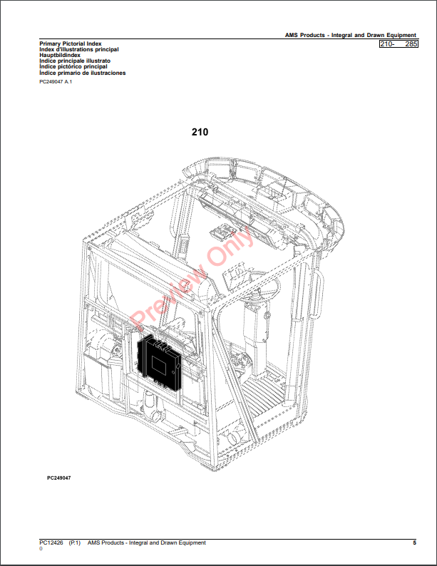 JOHN DEERE AMS PRODUCTS-INTEGRAL AND DRAWN EQUIPMENT PC12426 - PARTS CATALOG MANUAL