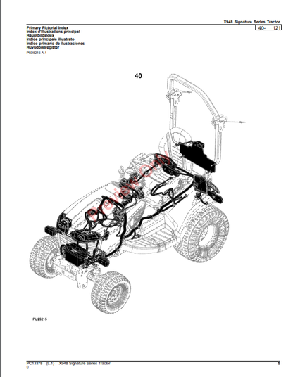 JOHN DEERE X948 SIGNATURE SERIES TRACTOR PC13378 - PARTS CATALOG MANUAL