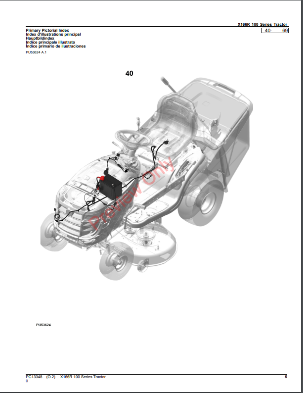 JOHN DEERE X166R 100 SERIES TRACTOR PC13348 - PARTS CATALOG MANUAL