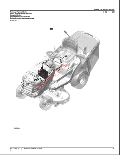 JOHN DEERE X166R 100 SERIES TRACTOR PC13348 - PARTS CATALOG MANUAL