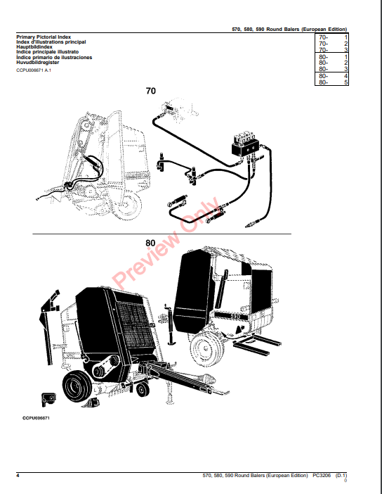 JOHN DEERE ROUND BALERS 570, 580, 590 PC3206 - PARTS CATALOG MANUAL