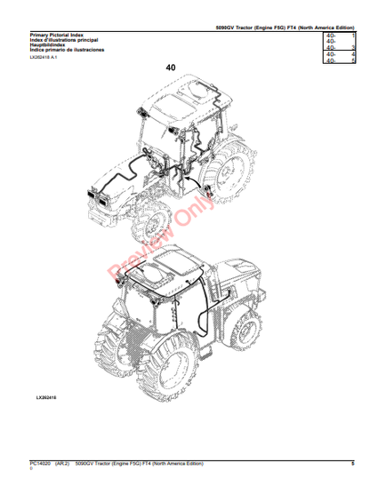 JOHN DEERE 5090GV TRACTOR (ENGINE F5G) FT4 (NORTH AMERICA EDITION) PC14020 - PARTS CATALOG MANUAL