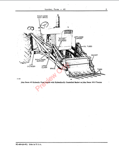 JOHN DEERE 45 FARM LOADER PC484 - PARTS CATALOG MANUAL