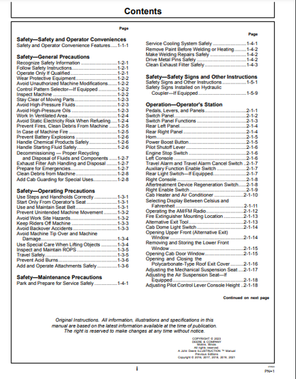 OPERATOR MANUAL - JOHN DEERE 135G CONSTRUCTION EXCAVATOR OMT382334X19