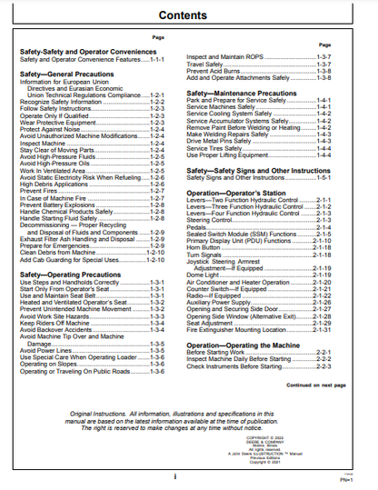 OPERATOR MANUAL - JOHN DEERE 724 P Construction Loader OMT447404X019