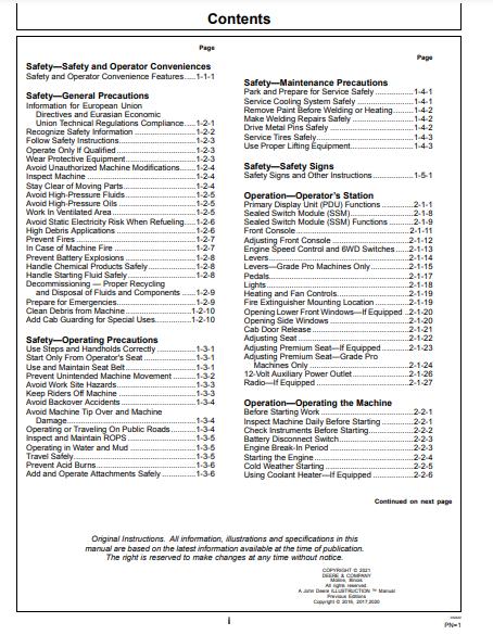 OPERATOR MANUAL - JOHN DEERE 772G (G SERIES) Construction Motor Grader OMT380597X19