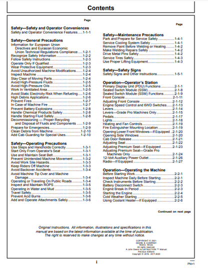 OPERATOR MANUAL - JOHN DEERE 772G (G SERIES) Construction Motor Grader OMT380597X19