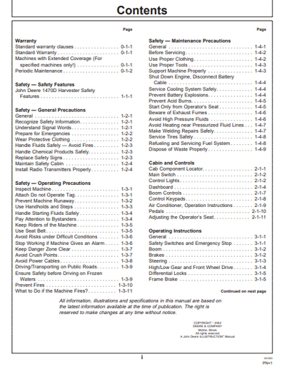 F069329 - JOHN DEERE 1470D (CH8 SERIES) Forestry Wheeled Harvesters OPERATOR MANUAL