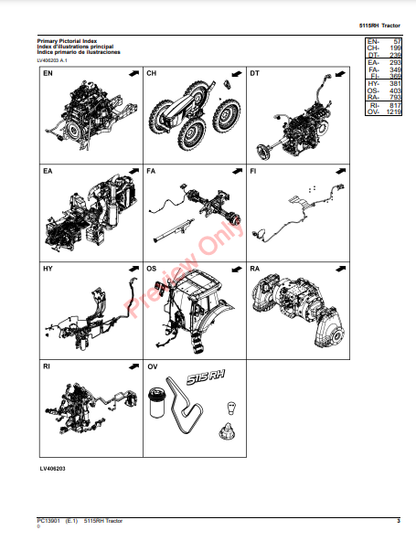 JOHN DEERE 5115RH TRACTOR PC13901 - PARTS CATALOG MANUAL