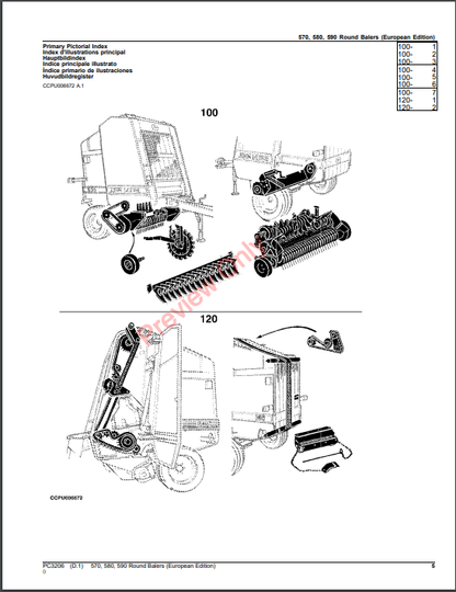 JOHN DEERE ROUND BALERS 570, 580, 590 PC3206 - PARTS CATALOG MANUAL