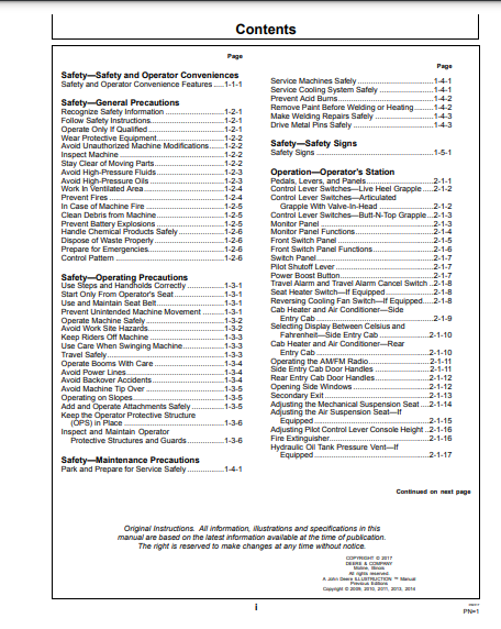 OMT231395 - JOHN DEERE 2954D (D SERIES) Forestry Loggers OPERATOR MANUAL