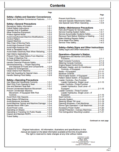 OPERATOR MANUAL - JOHN DEERE 310L EP Construction Backhoe Loader OMT357606X19