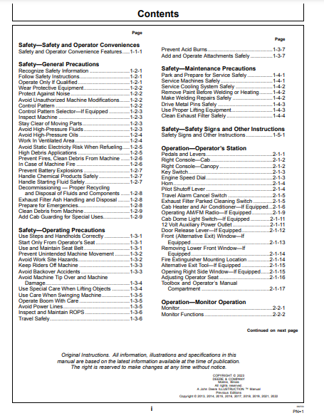 OPERATOR MANUAL - JOHN DEERE 60G CONSTRUCTION EXCAVATOR OMT333117