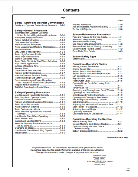 OPERATOR MANUAL - JOHN DEERE E210LC,E230LC (E SERIES) Construction Excavator WY21781