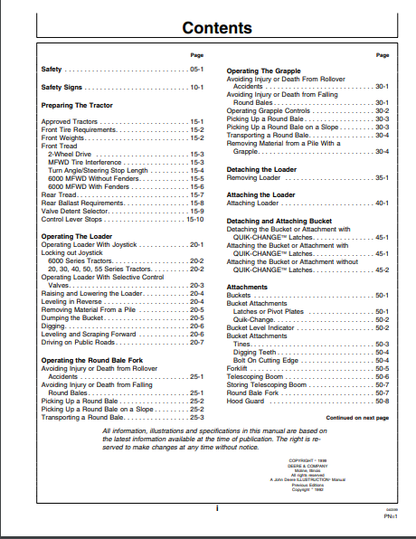 JOHN DEERE 640 STANDARD,640 MECHANICAL LOADERS OMW45009 - OPERATOR MANUAL