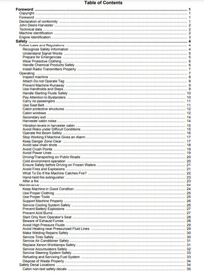 F677498 - JOHN DEERE 1270E IT4 T2 6W,1270E IT4 T2 8W (E SERIES) Forestry Wheeled Harvesters  OPERATOR MANUAL