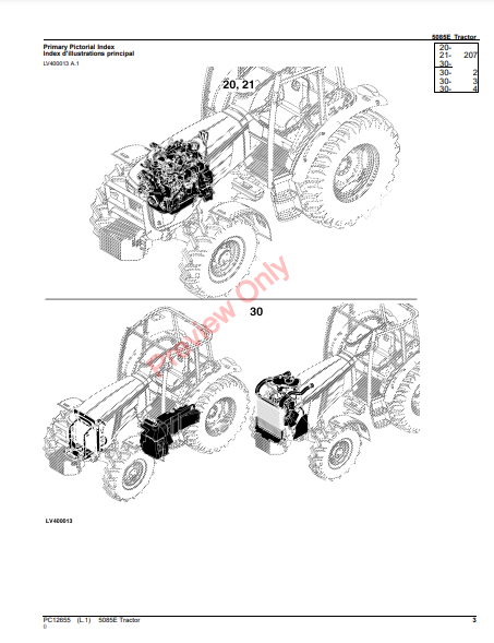 JOHN DEERE 5085E TRACTOR PC12655 - PARTS CATALOG MANUAL