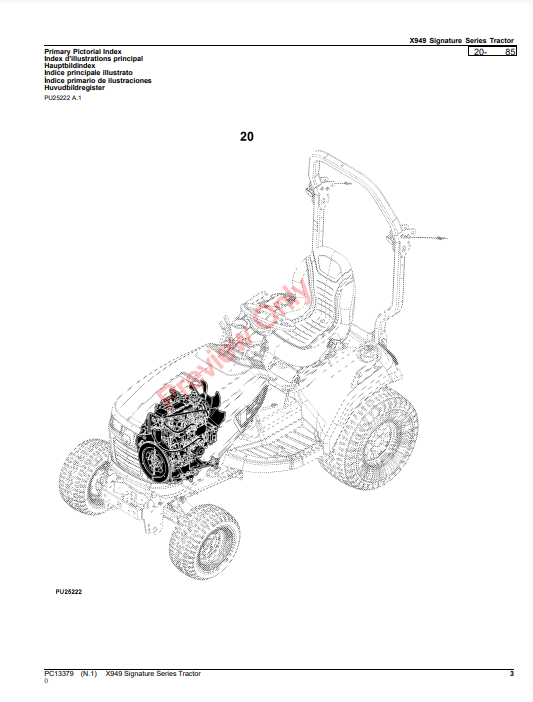 JOHN DEERE X949 SIGNATURE SERIES TRACTOR PC13379 - PARTS CATALOG MANUAL