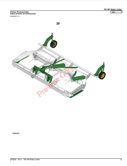 JOHN DEERE RC14R ROTARY CUTTER PC6233 - PARTS CATALOG MANUAL